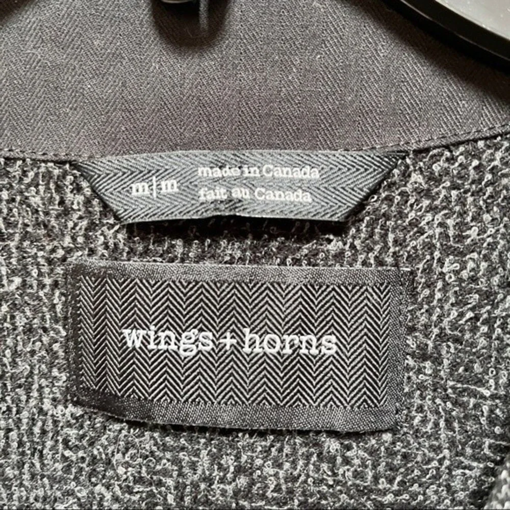 Wings+Horns Knit Mixed Pile Cardigan in Medium Black M